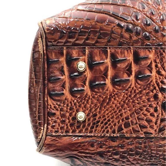 Brahmin Luxurious Brown Crocodile Skin Imprint Leather Elisa Handbag Purse 🌺🌺 - Picture 14 of 15